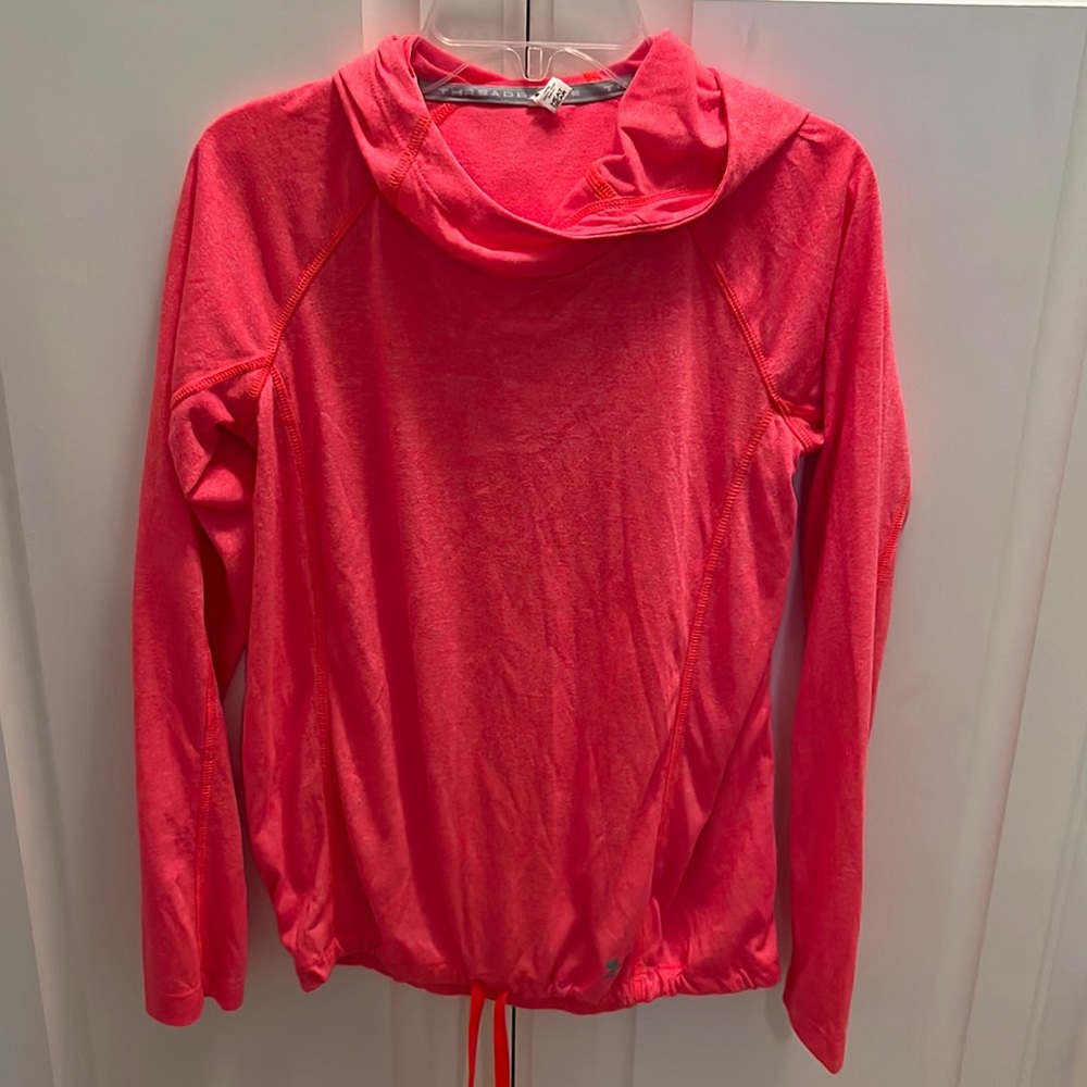 Under Armour Hooded Athletic Top Size XS Orange Elastic Waist Drawstring